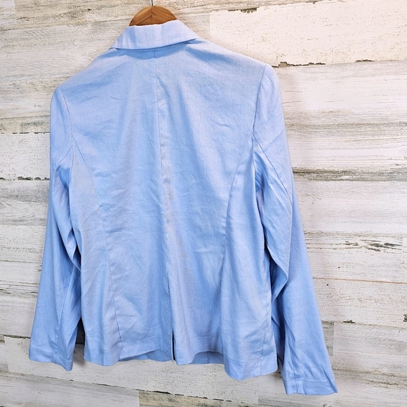 J. Jill Love Linen Blazer M Light Blue Soft Tailored Jacket Pastel Minimalism - Picture 5 of 15